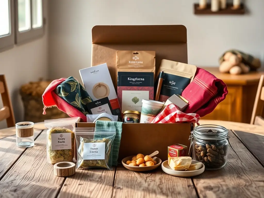 A Buwis Buddy subscription box showcasing a selection of artisanal bourbons, accompanied by premium crystal tasting glasses and detailed tasting guides.